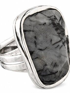 Retired Silpada Zebra Jasper Sterling Silver Abstract Ring